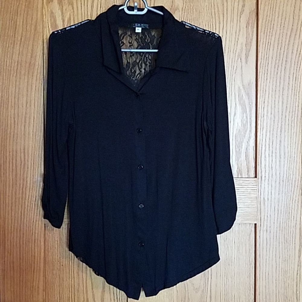 Sexy black half laced blouse!